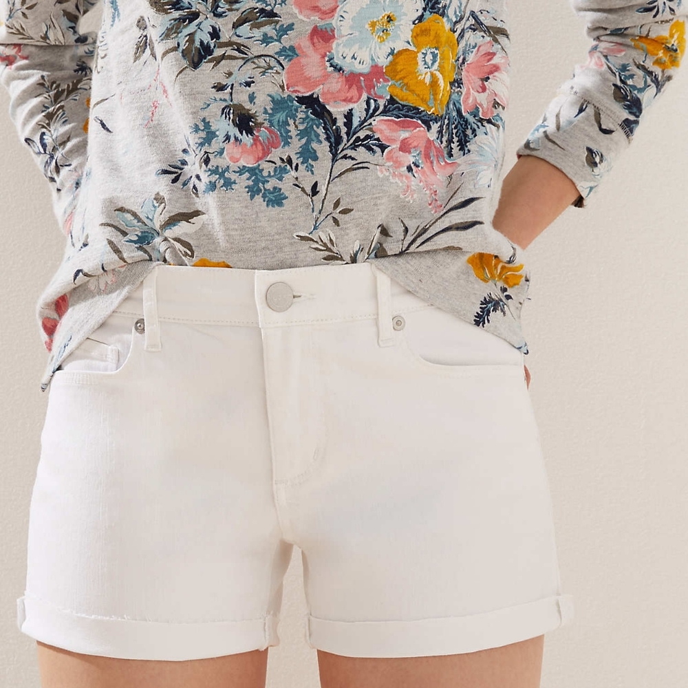 NWT LOFT Fresh Cut Flip Cuff Denim Short In White